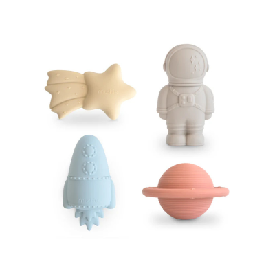 0840355801873 Mushie Brinquedos Banho Espaço 10+ Meses | 4 Peças Anti-Bolor