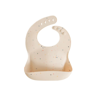 0810052461137 Mushie Babete Silicone +6Meses | Cor Vanilla Confetti - Ajustável e Fácil de Limpar