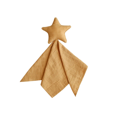 0810052460680 Mushie Doudou Star Fall Yellow 30x50cm | Algodão Orgânico - Conforto para Bebé