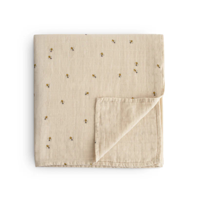 0840355800746 Mushie Pano Musselina Extra Suave Padrão Bees | 120x120cm Algodão Orgânico