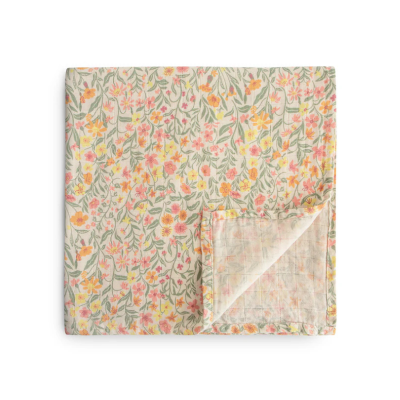 0840355801460 Mushie Pano Musselina Extra Suave Pastel Blooms | Padrão Floral 120x120cm Algodão Orgânico