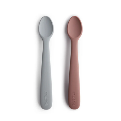 0810052461106 Mushie Colheres Alimentação Silicone 6+ Meses | Pack 2 Unidades - Seguras para Gengivas