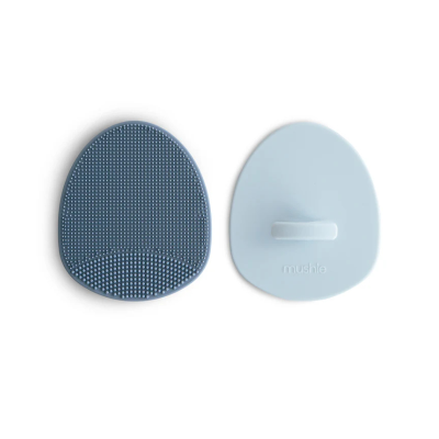 Mushie 2 Escovas para Crosta Láctea 0+ Meses Cor Tradewinds/Periwinkle | Massagem e Limpeza Eficaz