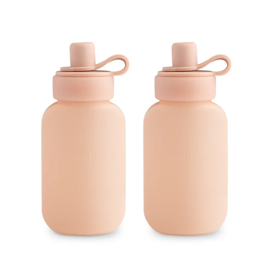 0840355802207 Mushie 2 Garrafas Reutilizáveis para Puré 150ml 6+ Meses | Silicone Alimentar