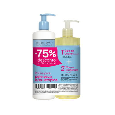 7562199 Dexeryl Pack Loção + Creme Duche 2x500ml | 75% Desc. | Hidratação 24H Pele Seca e Atópica