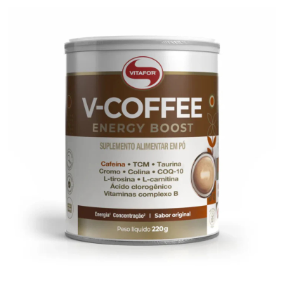7898665436349 V-Coffee Energy Boost 220g | Suplemento Alimentar Café - Energia e Foco