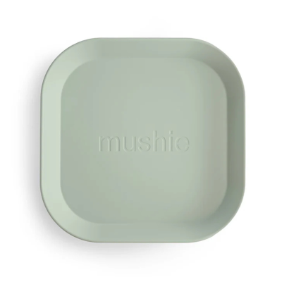 Mushie Pack Pratos Quadrados Sage - 2 Unidades | Sem BPA Micro-ondas