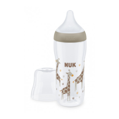 7521633 NUK Biberão Perfect Match +6 Meses 360ml | Padrão Girafas e Tetina Silicone Anti-Cólicas