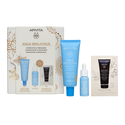 7562710 Apivita Coffret Natal Aqua Beelicous Fluido Com Cor SPF30 | Oferta Booster + Amostra Black Detox