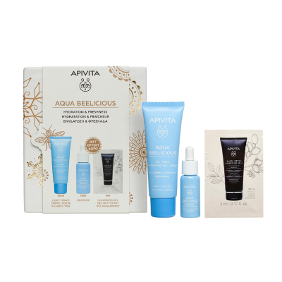 7562702 Apivita Coffret Natal Aqua Beelicous Gel Creme Oil-free | Oferta Booster + Amostra Black Detox