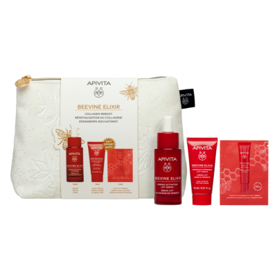 7562751 Apivita Coffret Natal Beevine Elixir Sérum | Oferta Creme Ligeiro + Contorno Olhos + Bolsa