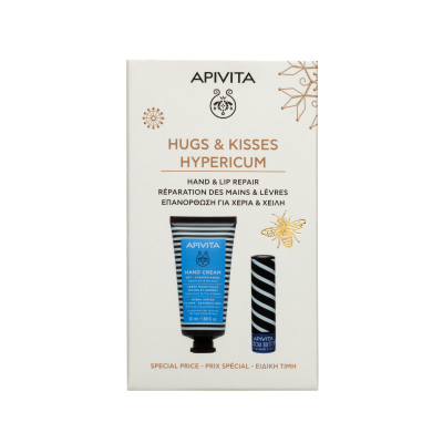 Apivita Coffret Natal Mãos Hipercão e Batom Manteiga de Cacau | Farmácia d'Arrábida