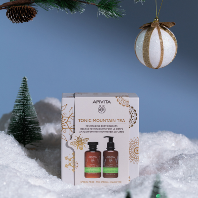 Apivita Coffret Natal Mountain Tea Gel Banho + Leite | Farmácia d'Arrábida