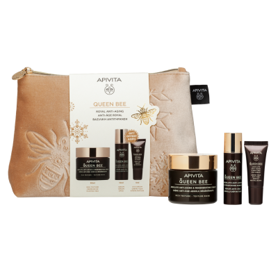 Apivita Coffret Natal Queen Bee Creme Rico |  Oferta Sérum + Creme Olhos + Bolsa