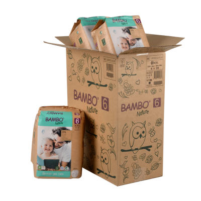 5713571001653 Bambo Nature Fraldas T6 XXL +16kg Paper Bag | 6x20 Unidades 120 fraldas