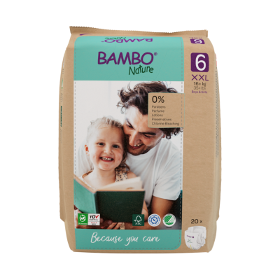 Bambo Nature Fraldas T6 XXL +16kg Paper Bag 6x20 | Farmácia d'Arrábida