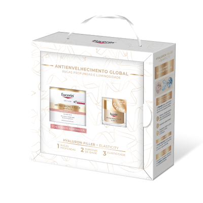 7577197 Eucerin Coffret Natal Hyaluron-Filler Elasticity | Creme Dia Rose SPF30 + Creme Noite