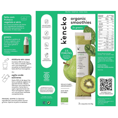 Kencko Smoothie BIO Greens 2x22g | Farmácia d'Arrabida