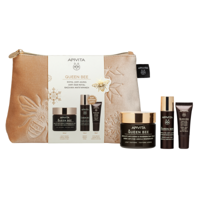 7562850 Apivita Coffret Natal Queen Bee Creme Ligeiro |  Oferta Sérum + Creme Olhos + Bolsa