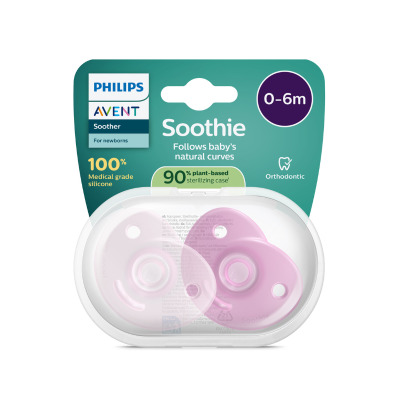 7584714 Philips Avent Soothie Chupeta Rosa 0-6 Meses | Silicone Médico 2 Unidades
