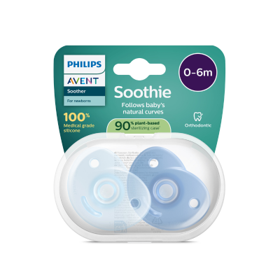 7584706 Philips Avent Soothie Chupeta Azul 0-6 Meses | Silicone Médico 2 Unidades