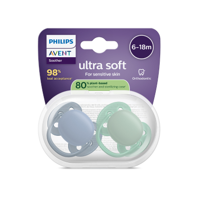 Philips Avent Ultra Soft Chupeta 6-18M Azul e Verde | Farmácia d'Arrábida