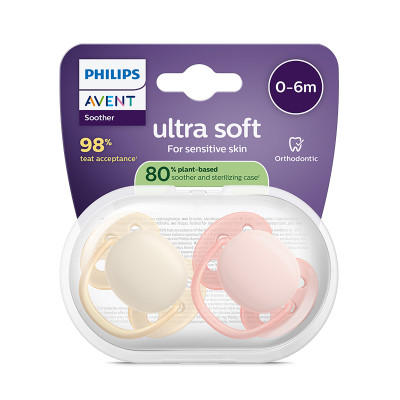 Philips Avent Ultra Soft Chupeta 0-6M Amarela e Rosa| Farmácia d'Arrábida