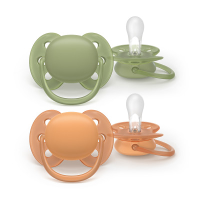 Philips Avent Ultra Soft Chupeta +18M Verde e Laranja | Para Pele Sensível Bebé