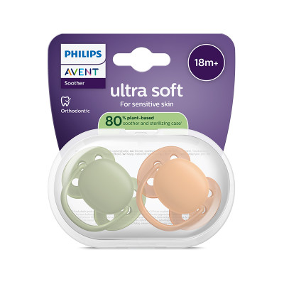 Philips Avent Ultra Soft Chupeta +18M Verde e Laranja | Farmácia d'Arrábida