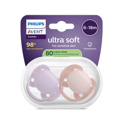Philips Avent Ultra Soft Chupeta 6-18M Lilás e Rosa | Farmácia d'Arrábida