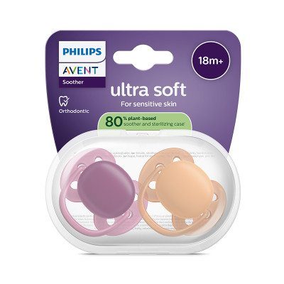 Philips Avent Ultra Soft Chupeta +18M Lilás e Laranja | Farmácia d'Arrábida