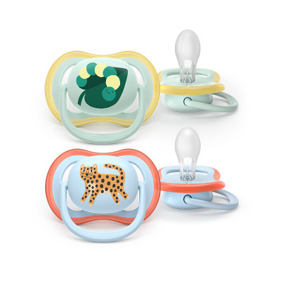 7582858 Philips Avent Ultra Air Chupeta Minhoca e Leopardo 0-6M | 2 Chupetas Silicone