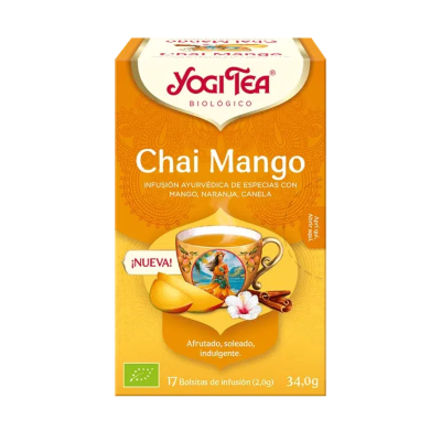 4012824406568 Yogi Tea Chá Chai Manga 17 Saquetas | Infusão de Especiarias e Frutas Tropicais