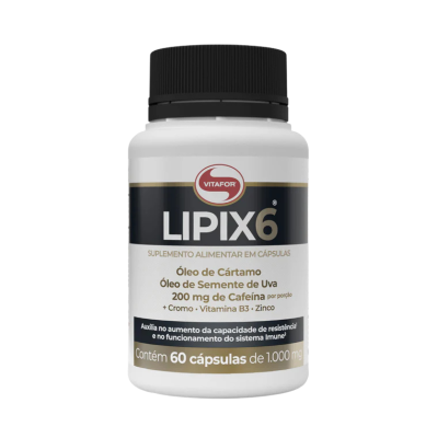 7898665433638 Vitafor Lipix 6 60 Cápsulas | Suplemento com Cafeína para Resistência e Metabolismo