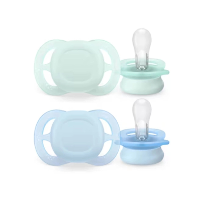 7582783 Philips Avent Ultra Start Chupeta Verde e Azul 0-2M | 2 Chupetas Silicone