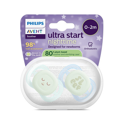 Philips Avent Ultra Start Chupeta Noturna Azul e Verde 0-2M | Farmácia d'Arrábida