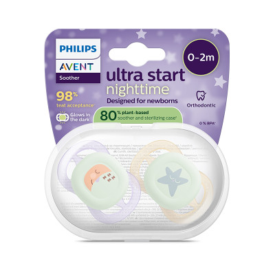 Philips Avent Ultra Start Chupeta Noturna Lua e Estrela 0-2M | Farmácia d'Arrábida