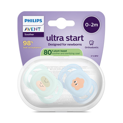 Philips Avent Ultra Start Chupeta Rostinhos e Nuvem 0-2M | Farmácia d'Arrábida