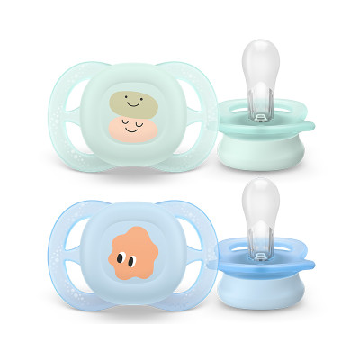 7582809 Philips Avent Ultra Start Chupeta Rostinhos e Nuvem 0-2M | 2 Chupetas Silicone