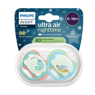 Philips Avent Ultra Air Chupeta Noturna 6-18M Camaleao Macaco | Farmácia d'Arrábida