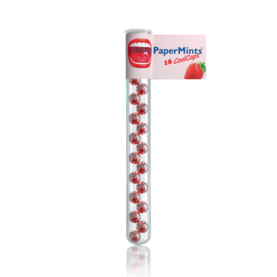 7487488 PAPERMINTS CoolCaps Morango 18 Cápsulas | Hálito Fresco Prolongado