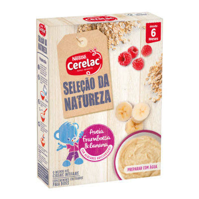 7078428 Cerelac Papa Láctea Aveia Framboesa Banana +6 Meses | Preparação com Água