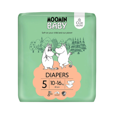 7527622 Moomin Baby Fraldas T5 10-16kg | 40 Fraldas | Hipoaergénicas e Sem Cloro