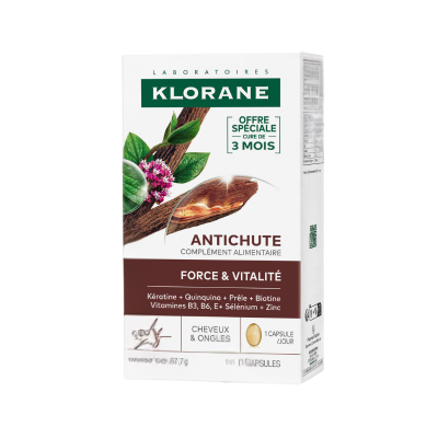 7536920 Klorane Capilar Antiqueda Suplemento | 90 Cápsulas | Força para Cabelo e Unhas