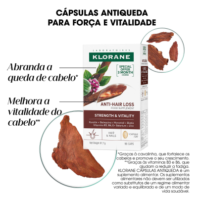 Klorane Capilar Antiqueda Suplemento 90 Cápsulas | Farmácia d'Arrábida
