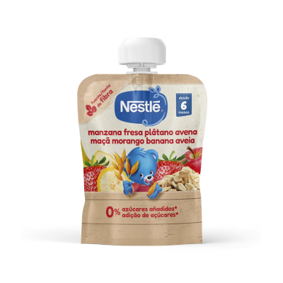 Nestlé Saqueta de Fruta Maçã, Morango, Banana e Aveia 90g +6Meses