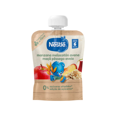 8445291845862 Nestlé Saqueta de Fruta Maçã Pêssego Aveia 90g +6Meses