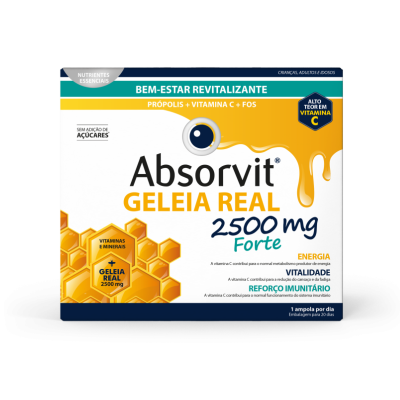 7553651 Absorvit Geleia Real 2500mg Forte 20 Ampolasx15ml | Imunidade e Energia