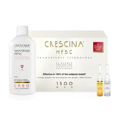 Crescina HFSC Tratamento Capilar Completo 1300 Homem| Ampolas 20x3,5ml + Champô Antiqueda