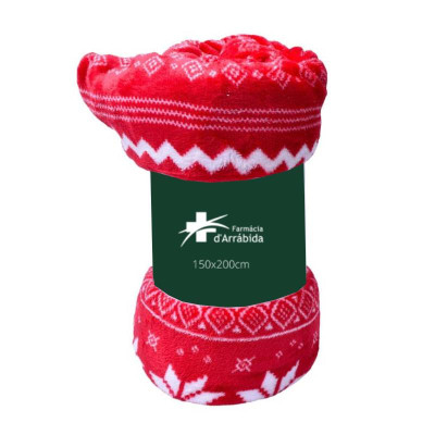 2791001 Manta Polar Vermelha e Branca 1,5x2 Metros | Natal Presente Amigo Secreto